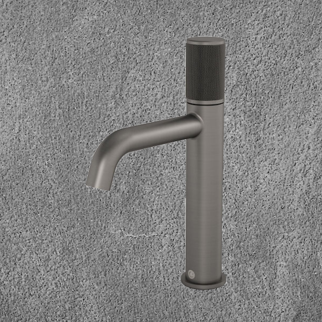 Caroma Elvire Progressive Basin Mixer - Knurled Gunmetal Handle