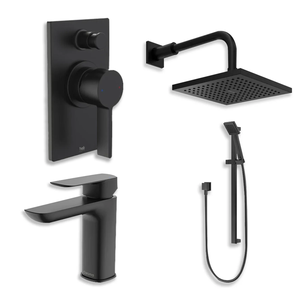 Matte Black Shower & Basin Tapware Package