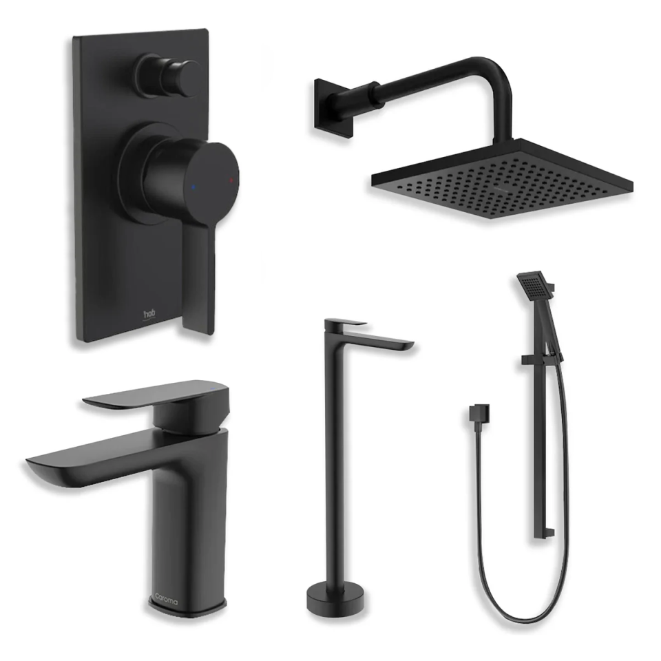 Matte Black Bath Filler & Tapware Set