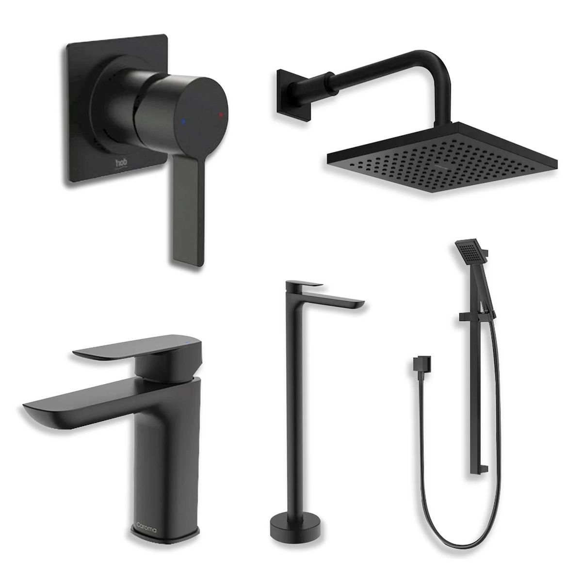 Matte Black Bath Filler & Tapware Set