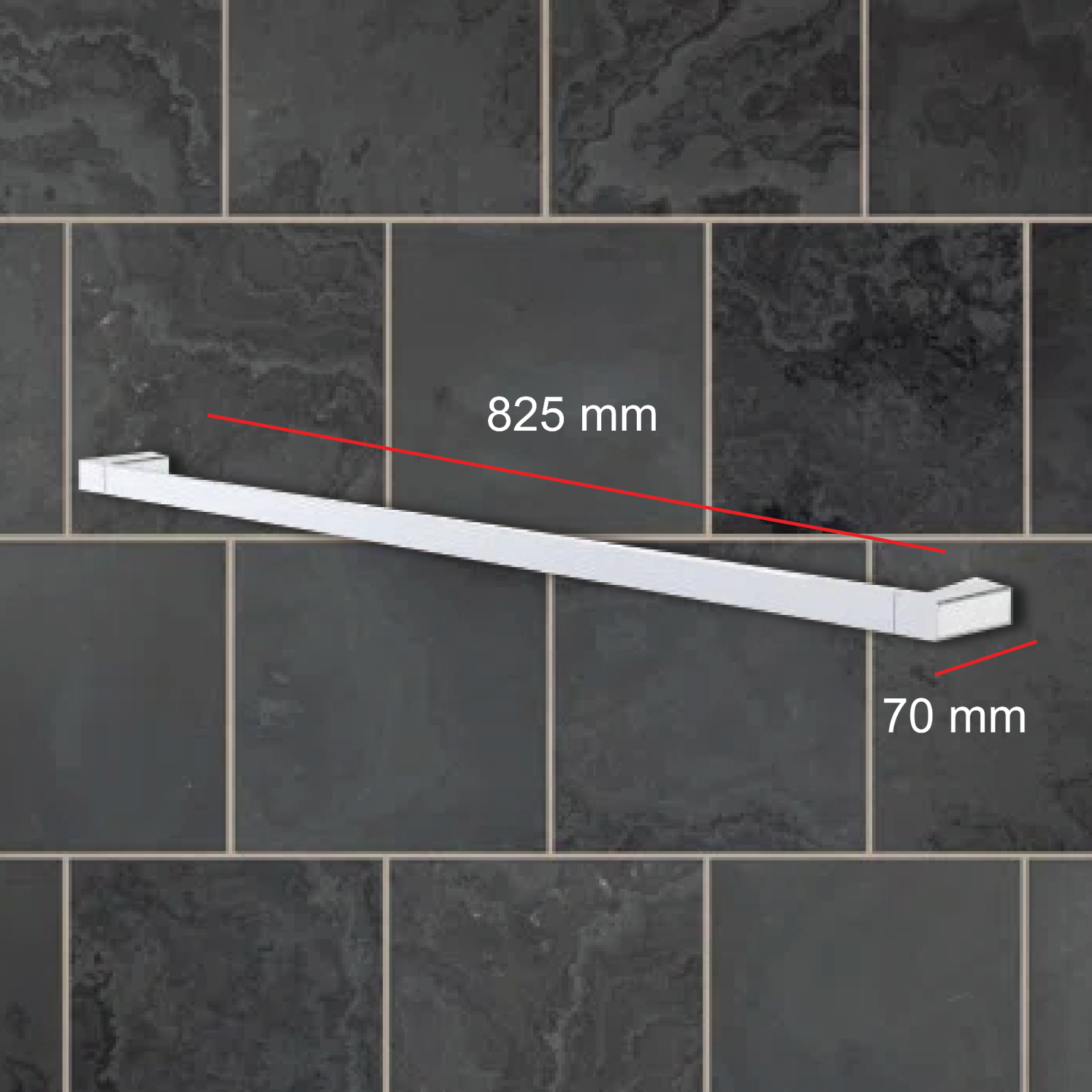 Dorf Epic Single Towel Rail (800mm) - Chrome on Brass