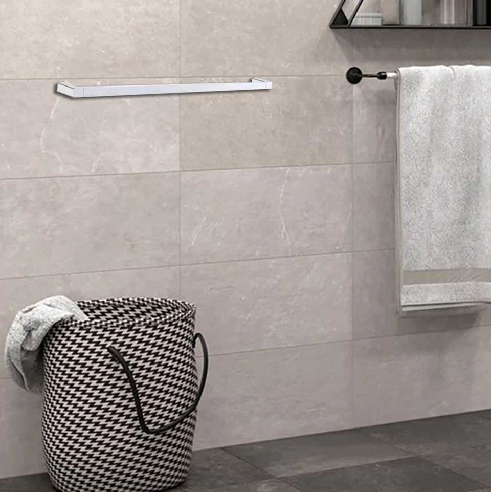 Dorf Epic Single Towel Rail (800mm) - Chrome on Brass