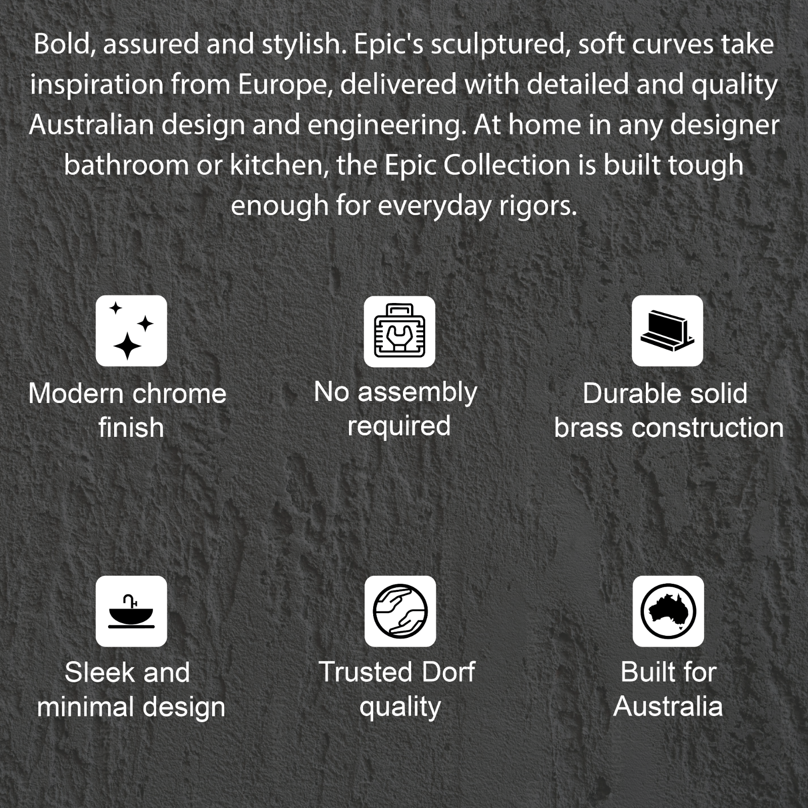Dorf Epic Single Towel Rail (800mm) - Chrome on Brass