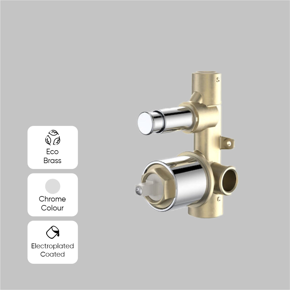 Dorf Enigma Bath/Shower Mixer with Diverter In Wall Body Chrome
