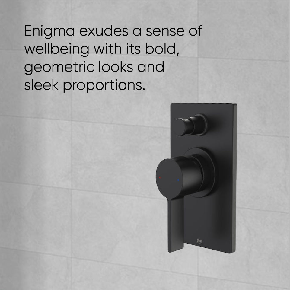 Dorf Enigma Black Bath/Shower Wall Mixer with Diverter Black