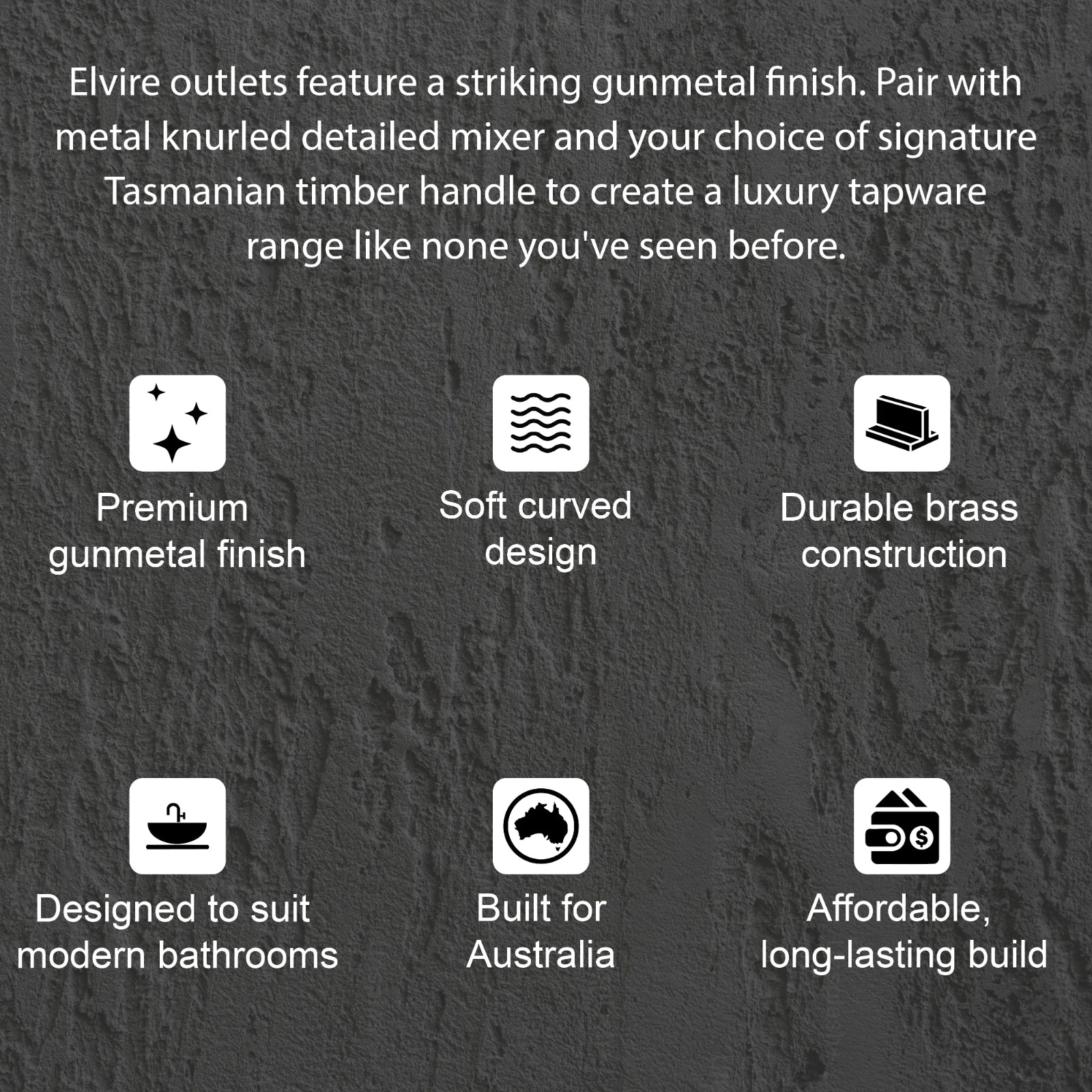 Caroma ELVIRE BATH OUTLET 205MM Gun metal