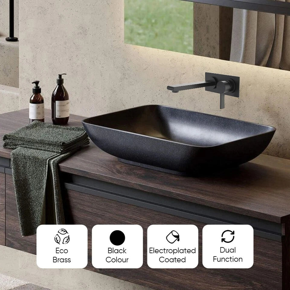 Dorf Enigma Wall Basin/Bath Mixer - Black