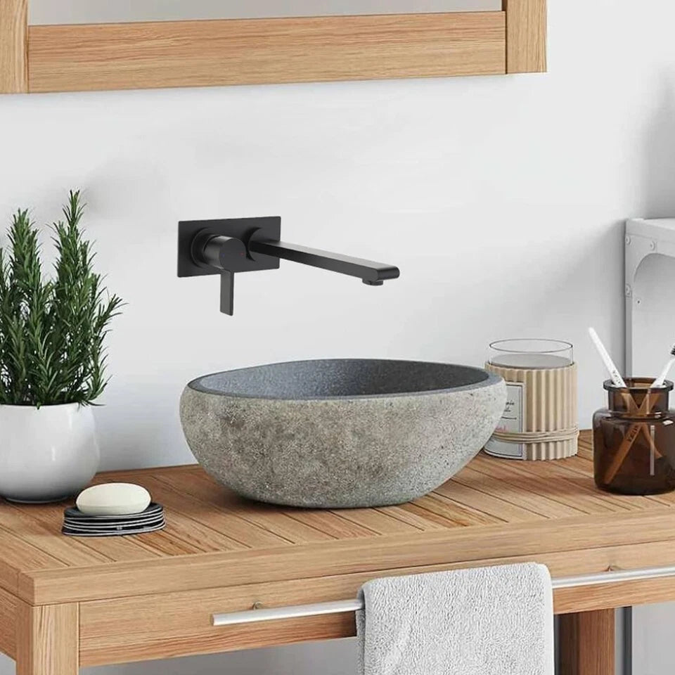 Dorf Enigma Wall Basin/Bath Mixer - Black
