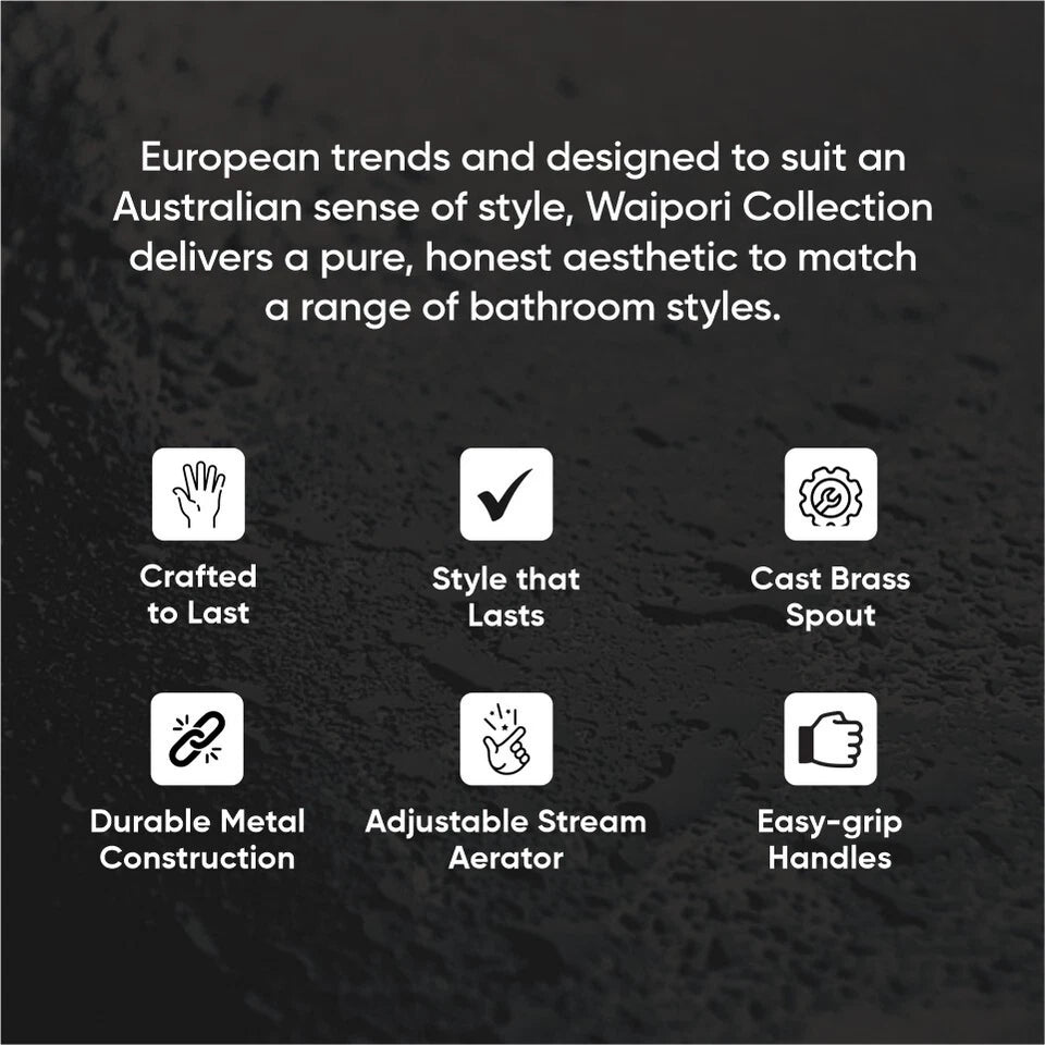 Caroma Waipori 3-Hole Wall Mounted Bath Tap Set
