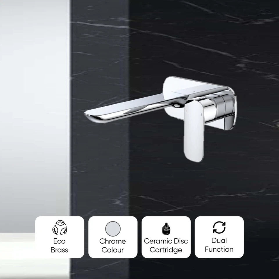 Caroma Contura Wall Basin/Bath Mixer - Chrome
